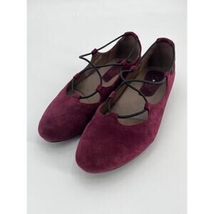 SALE Earthies by Earth Essen Ballet Flats Sz 6.5B Prune Burgundy Suede Ghillie